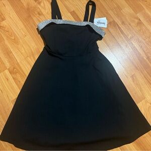 Girl’s Black Dress with Rhinestone Accents - New